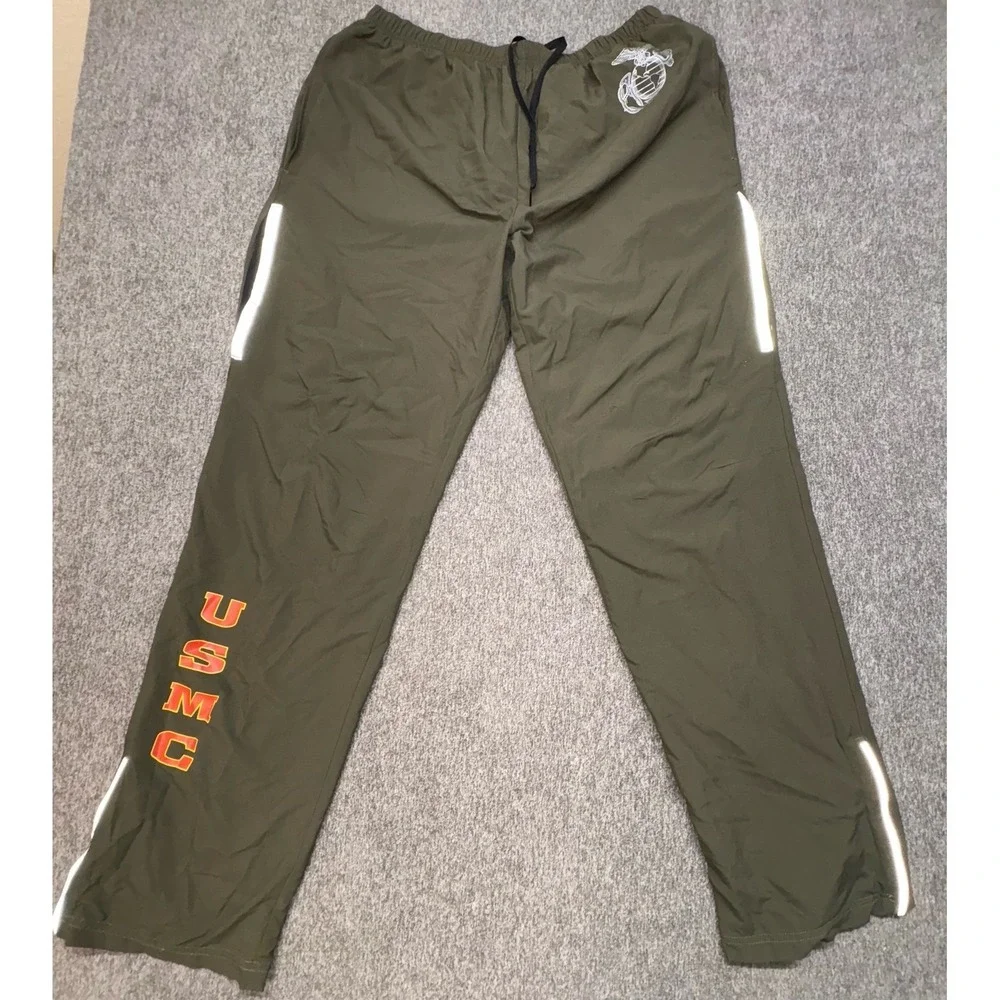 New Balance USMC Medium Long Olive Green‎ Athletic Track Pants Men's Reflective